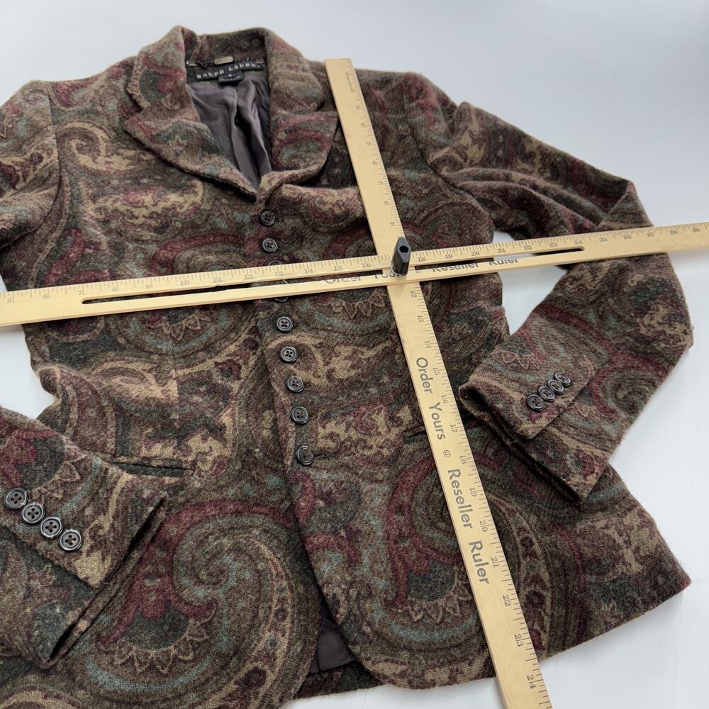 Ralph Lauren Blazer Womens 6 Paisley Wool Made USA Union Jacket Vintage 90s - Picture 7 of 9